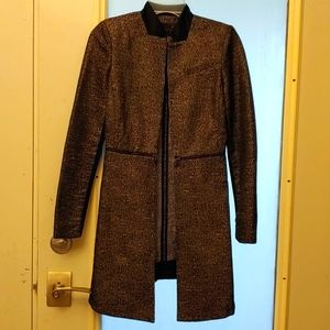 BCBG long trench blazer silver & Black size xxs